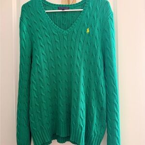 Ralph Lauren Vibrant Green V-Neck Sweater
